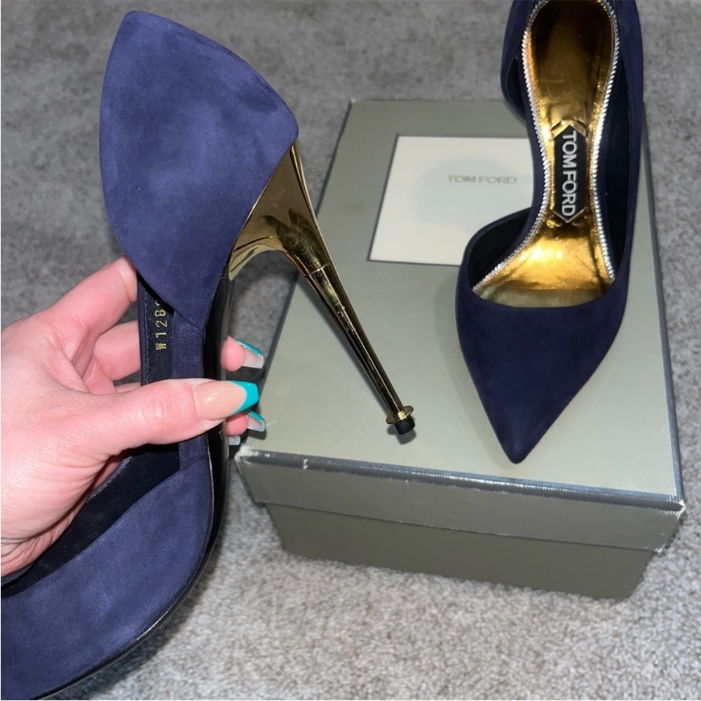 Tom Ford Women's Blue Suede Heels - Picture 3 of 4